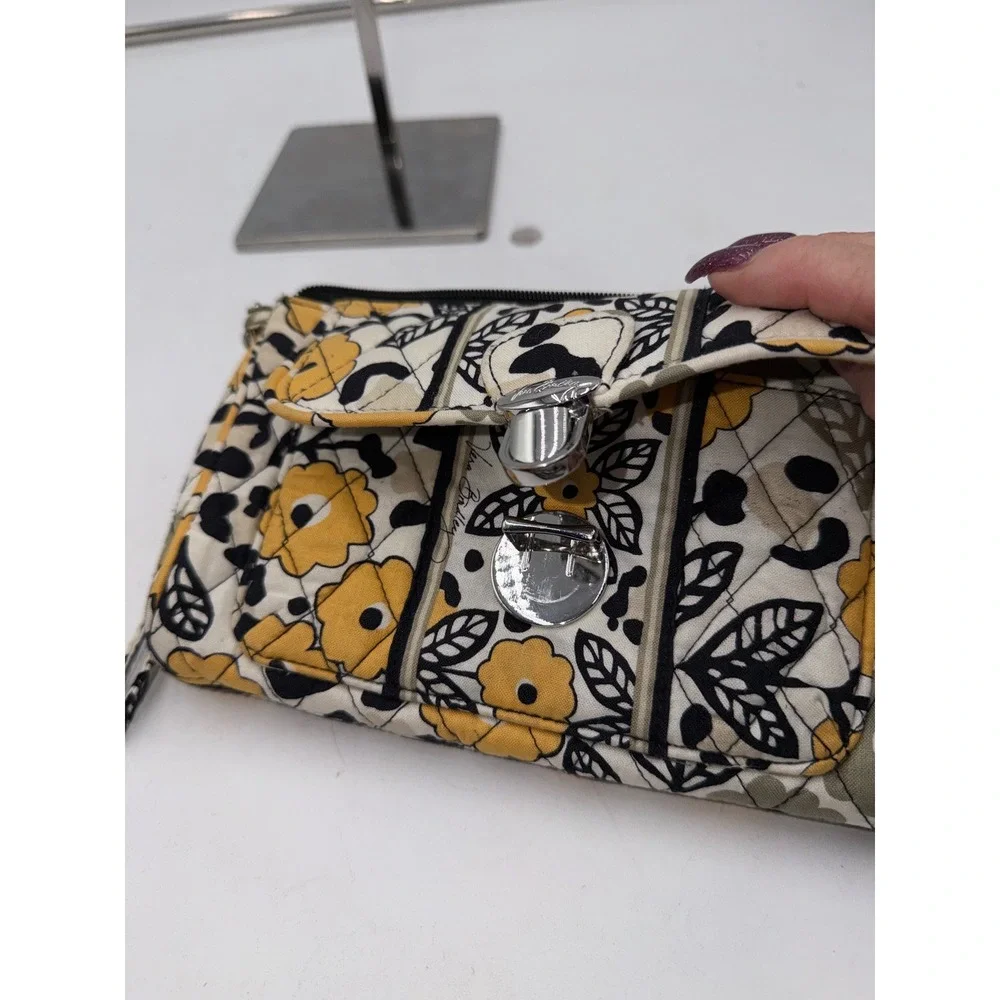 Vera Bradley Retired Go Wild Provencal Yellow Floral Leopard Quilted Turn Lock